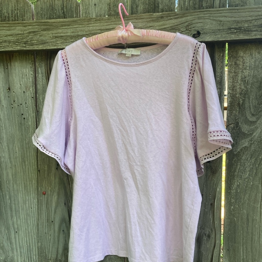 Loft light purple lace detail shirt